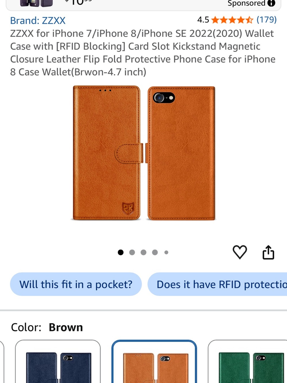 Brown Leather Wallet Phone Case with Card Slots iPhone 7/8